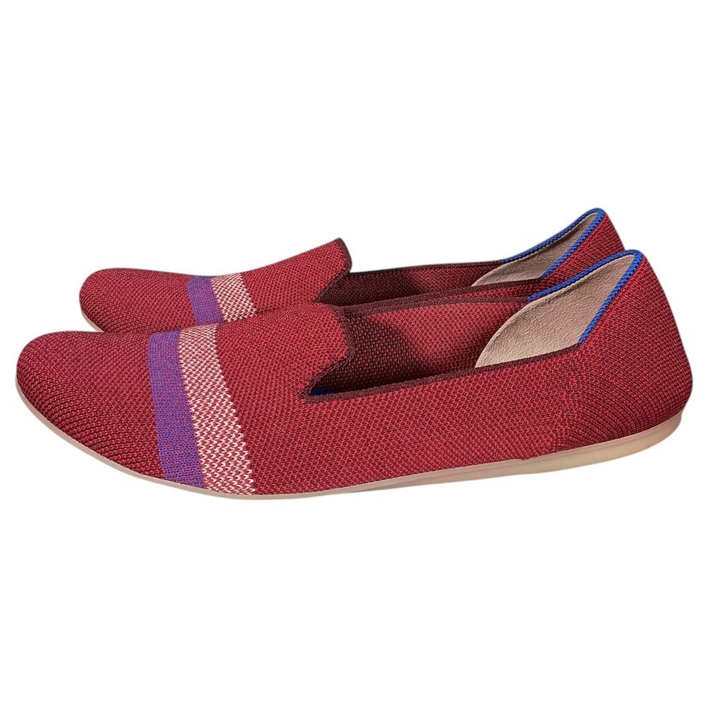 Rothy’s Garnet Reflective Stripe Loafer Limited Edition Womens 9 Burgundy Flats - Picture 7 of 11